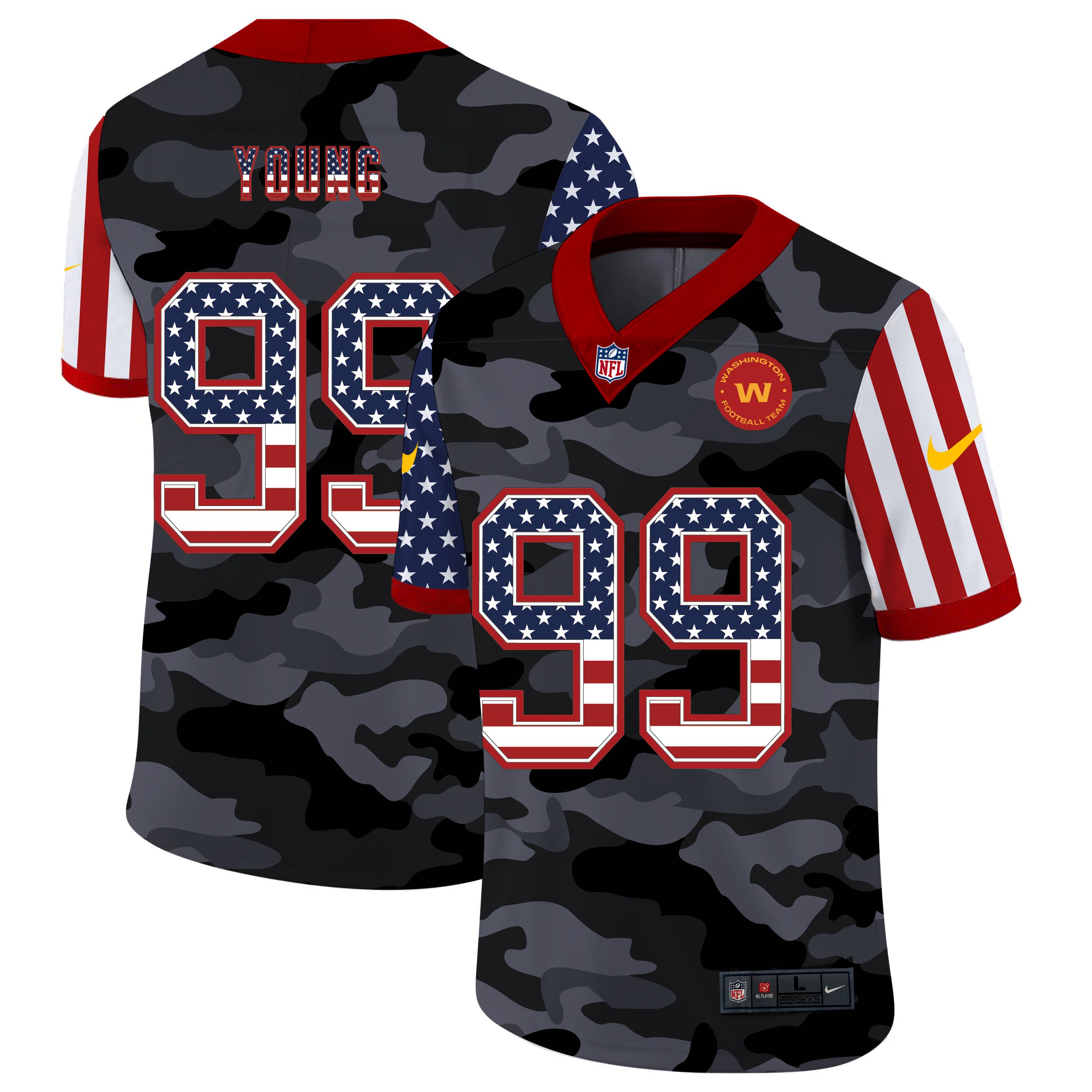 Men Washington Redskins #99 Young 2020 Nike USA Camo Salute to Service Limited NFL Jerseys